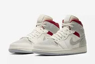 Nike Air Jordan 1 Mid Sneakersnstuff 20th, бело-серые с красным, текстиль, мужские