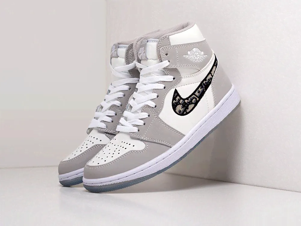 Кроссовки Dior x Nike Air Jordan 1 Mid серые женские 6122-01-0