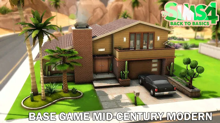 BASE GAME MID CENTURY HOUSE // Back to Basics Collab // Sims 4 Speed Build // NoCC