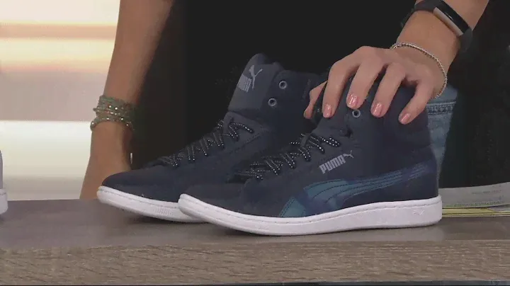 Кожаные высокие кроссовки PUMA — Vikky Mid Scratch на QVC